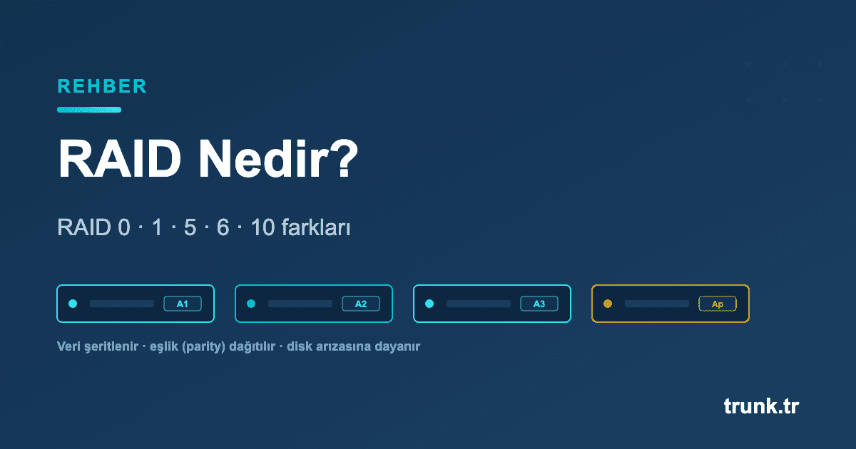 RAID nedir - RAID 0 1 5 6 10 seviyeleri karşılaştırma
